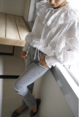 BayBee removable collar blouse(dot white)