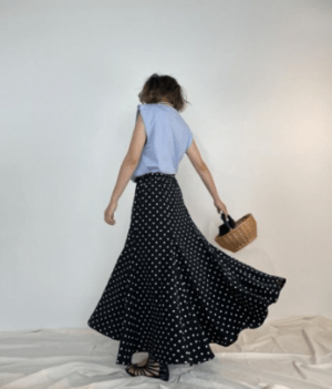 BayBee dot flare skirt(black)