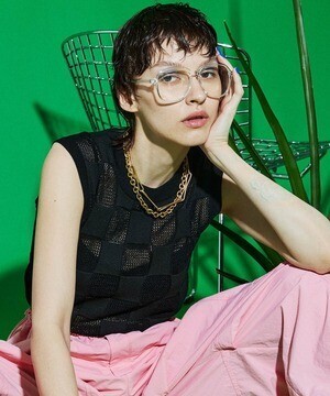 MAISON SPECIAL ブロックチェックニットベスト