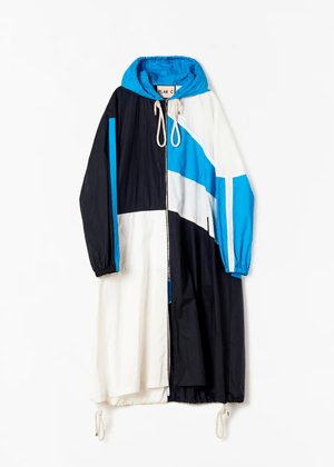 PLAN C COLOR BLOCK HOODIE LONG JACKET Paper cotton