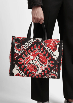 VALENTINO GARAVANI Men's Medium Canvas Logo Tote Bag