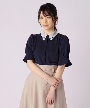 LAISSE PASSE カットワーク衿付きブラウス
