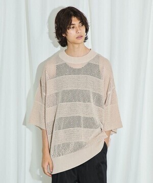 UNITED TOKYO メッシュショートスリーブニット