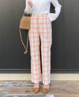 maison de Dolce. ストレートチェックパンツ【pink】S