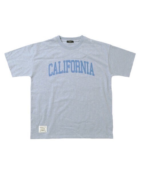 GLAZOS カラー杢天竺・ドロップショルダーカレッジロゴ半袖Tシャツ