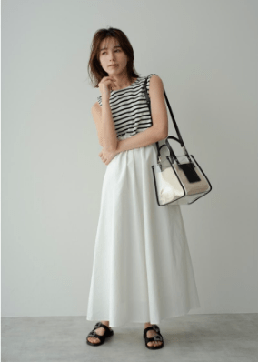 maison de Dolce. ボーダードッキングワンピース【white】