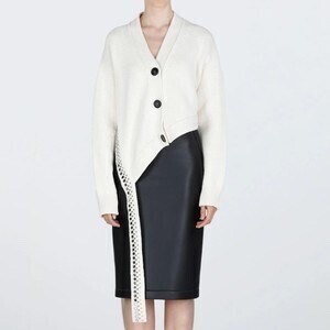 N°21 STUD-EMBELLISHED ASYMMETRIC CARDIGAN