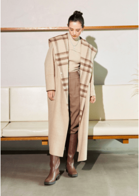 ALEXIA STAM Reversible Sailor Collar Long Coat Beige