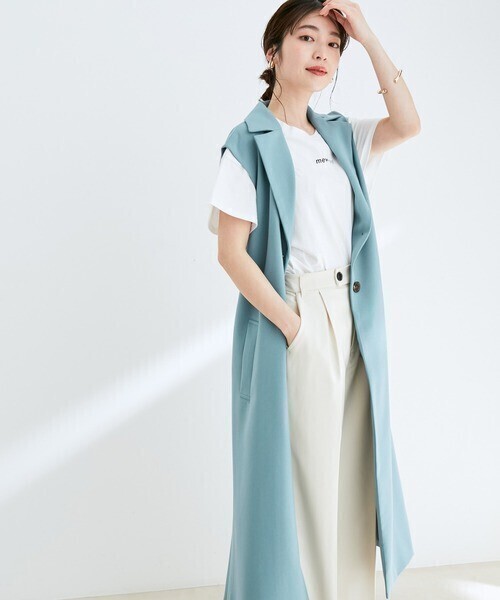 ViS サイドスリット入りロングジレ