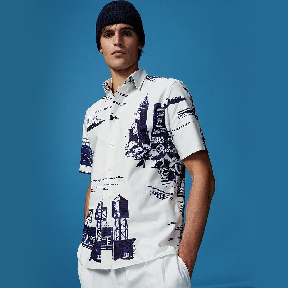 TOMMY HILFIGER Tommy Hilfiger Print Casual Fit Short Sleeve Shirt