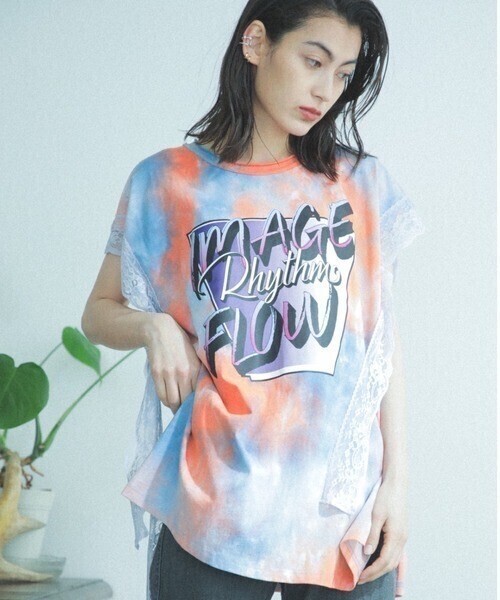 ROSE BUD レース×タイダイ柄Tシャツ