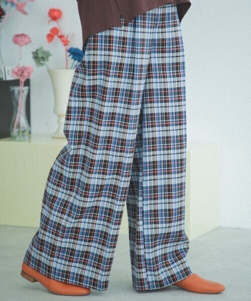 CREOLME チェックワイドパンツ
