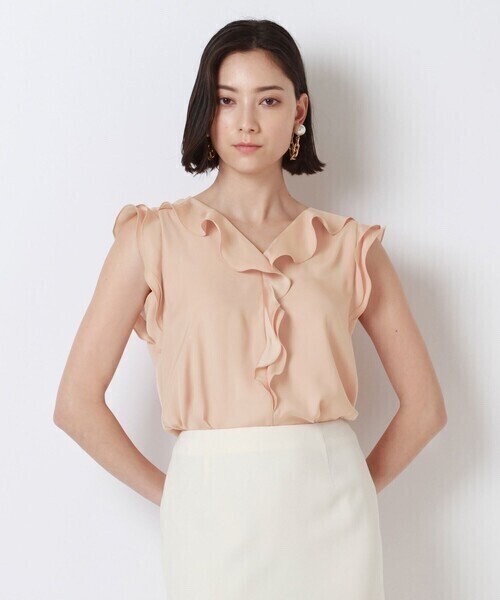 EPOCA バックサテン ラッフルブラウス