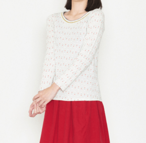 POU DOU DOU 小花プリント配色WピコロングTシャツ