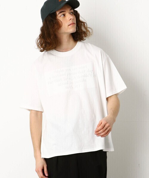 Purple&Yellow メッセージエンボスワイド半袖Ｔシャツ