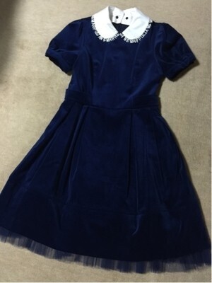 Jane Marple ロゴレースベルベットワンピース