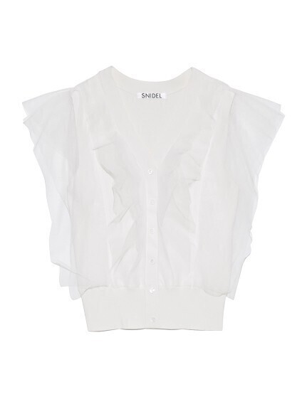 SNIDEL Sustainableチュールスリーブニットプルオーバー