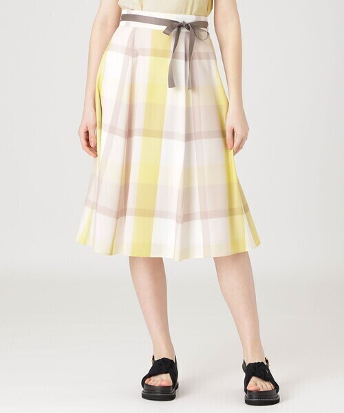 BLUE LABEL CRESTBRIDGE クレストブリッジチェックライトエアリーツイルフレアースカート