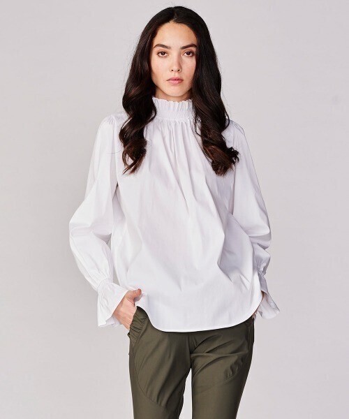 DOUBLE STANDARD CLOTHING ギャザーネックブロードトップス