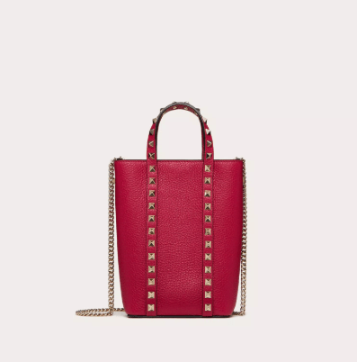 VALENTINO ロックスタッズ グレインカーフスキン チェーンポーチ