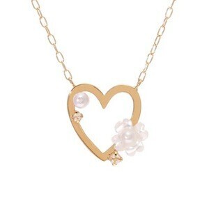 Samantha Tiara サエココラボ新作 フラワーイニシャルネックレス（ハート）（イエローゴールド）