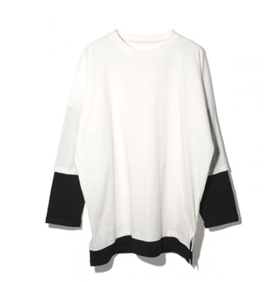BULLISH Layered drop shoulder over long sleeve T-shirt