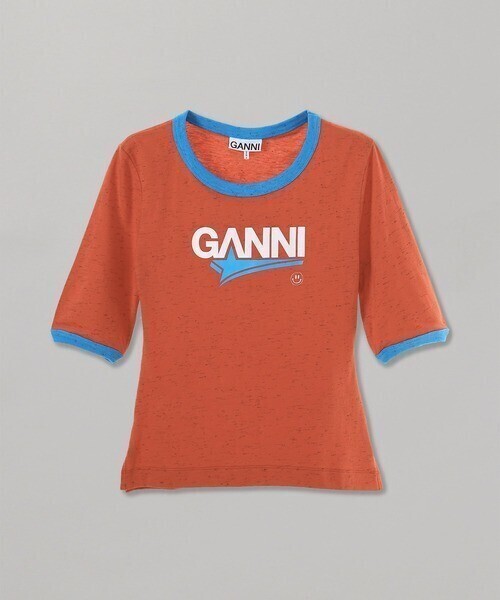 GANNI GANNI Melange Cotton Jersey O-neck Fitted T-sh T3221