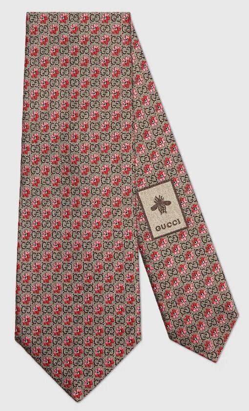GUCCI GGシルクジャカードネクタイ フラワー ロゴ
