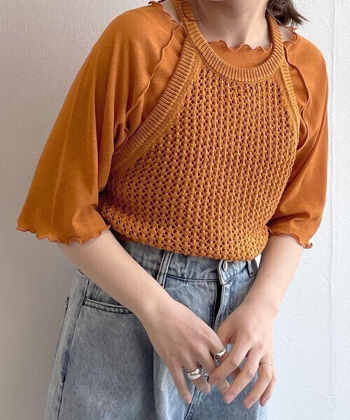 w closet ニットビスチェ+カットソーTシャツSET