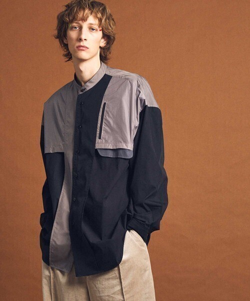 MAISON SPECIAL 【FACT FASHION】インサイドアウトプライムオーバーバイカラーバンドカラーシャツ