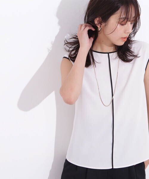 NATURAL BEAUTY BASIC バイカラーブラウス