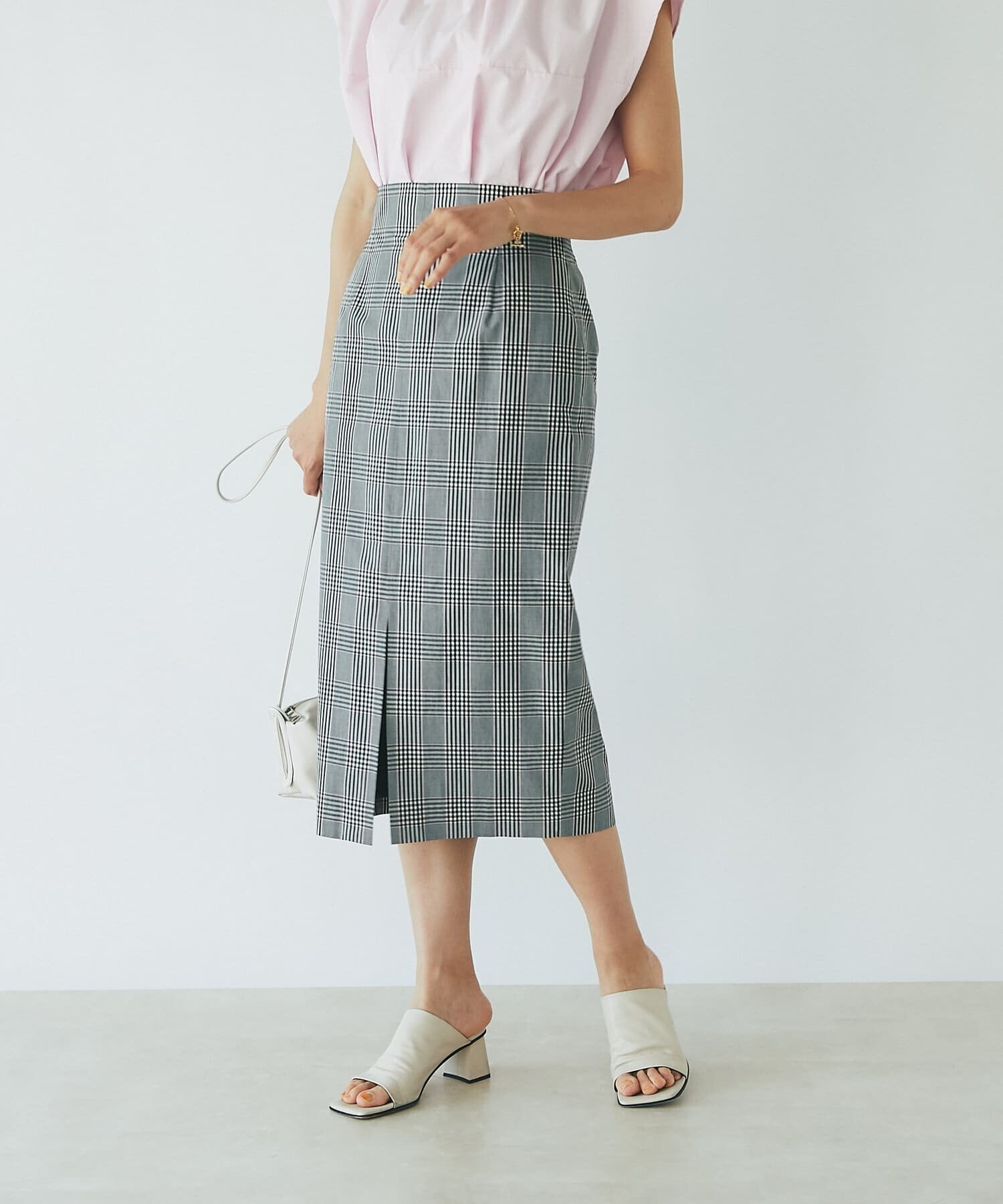 La boutique BonBon グレンチェックナロースカート