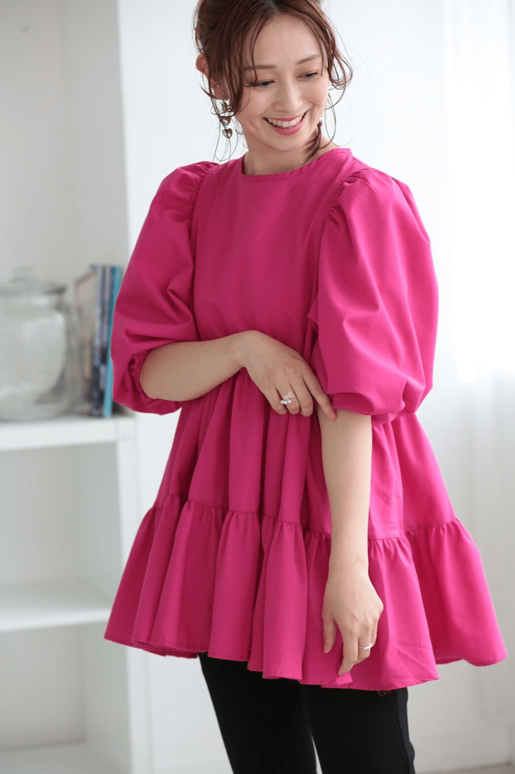 mite tiered puff sleeve blouse