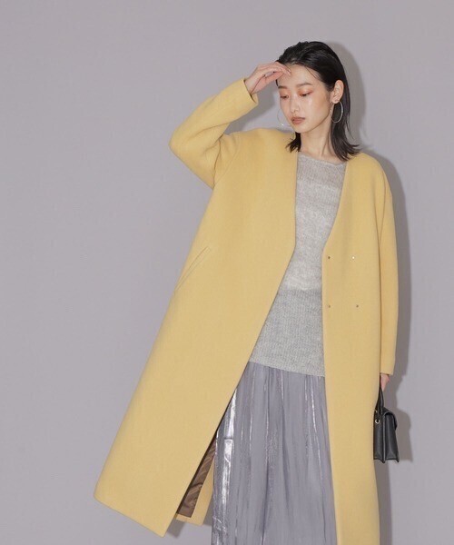 NATURAL BEAUTY BASIC ＭＡＮＴＥＣＯ　ノーカラーＶコート