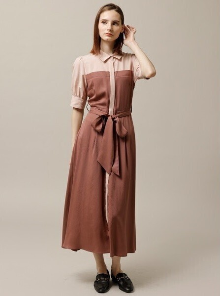 TONAL レイヤード風シャツワンピース
