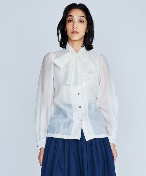 DOUBLE STANDARD CLOTHING シアーボウタイブラウス