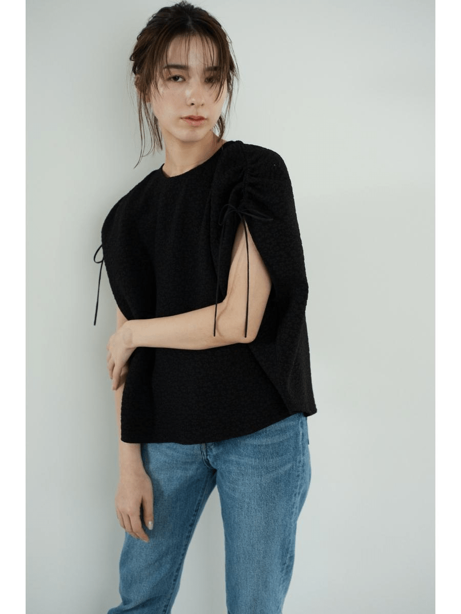 maison de Dolce. ドロストジャガードトップス【black】