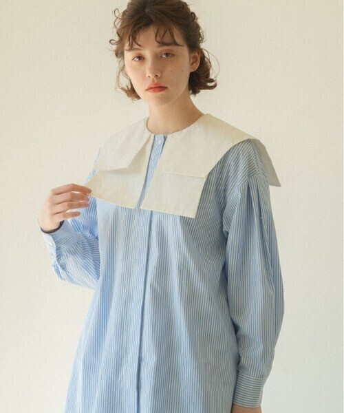 idem double collar stripe blouse