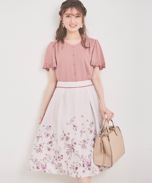 LAISSE PASSE フレアスリーブ刺繍ブラウス