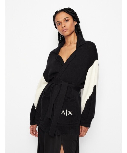 A|X ARMANI EXCHANGE カラーブロック　ニットガウンカーディガン
