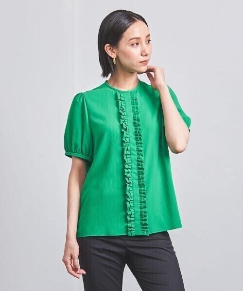 UNITED ARROWS P フリル ショートスリーブ ブラウス