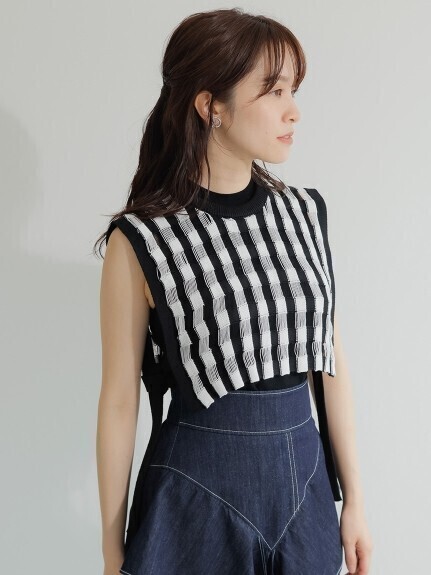 LADYMADE シアーチェックニットベストアンサンブル