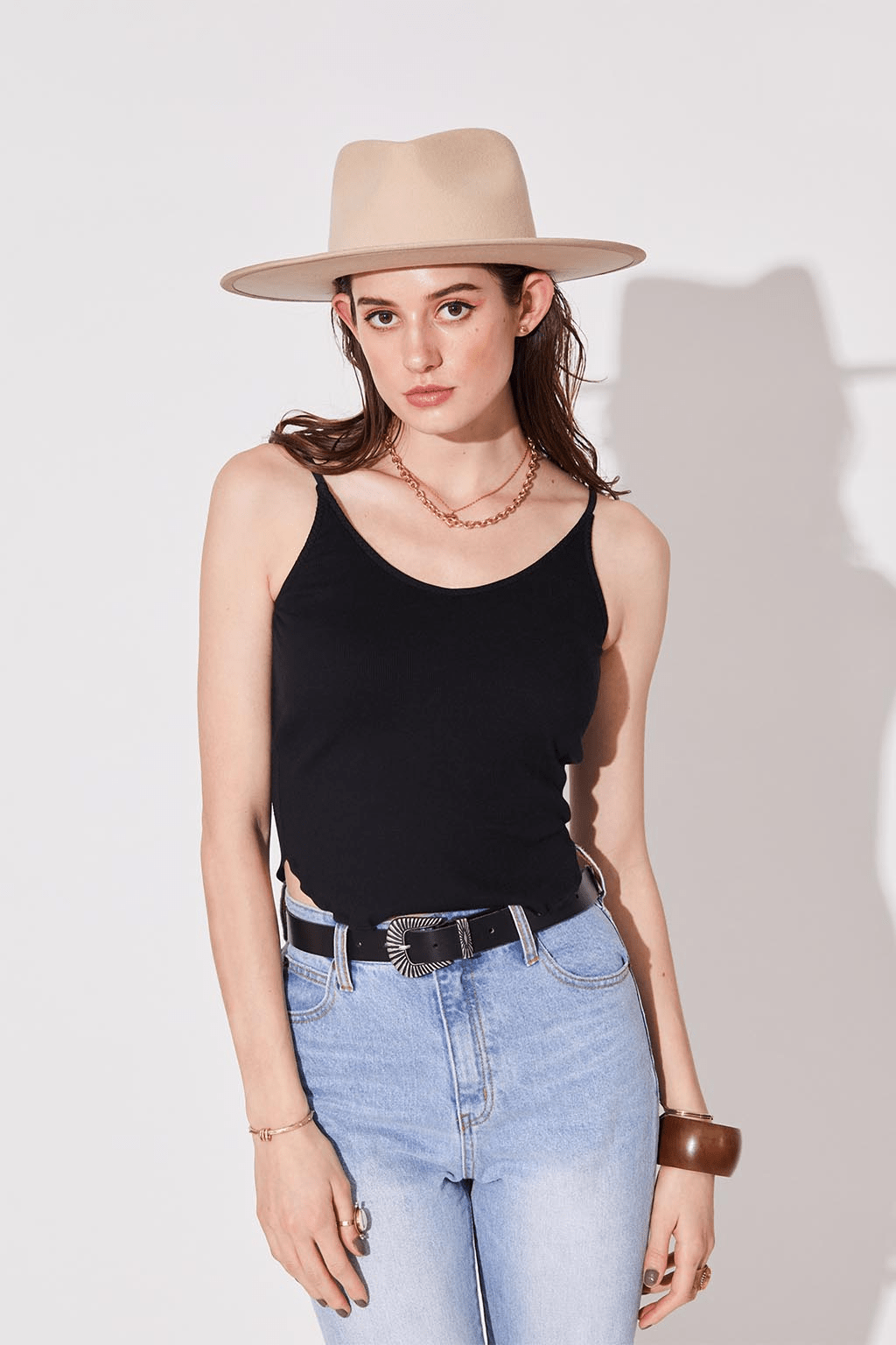 ALEXIA STAM Basic Padded Rib Camisole Black
