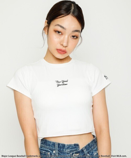 SPIRALGIRL 【MLB】レタリング刺繍ちびTシャツ