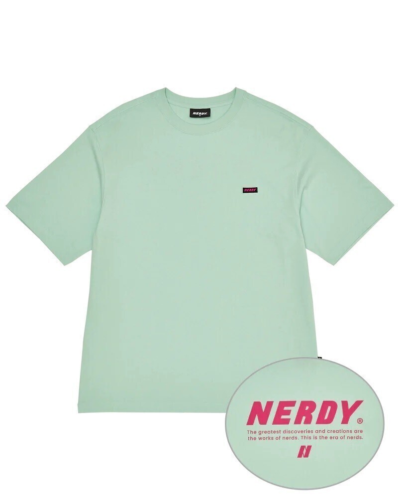 NERDY バックスローガン半袖Tシャツ
