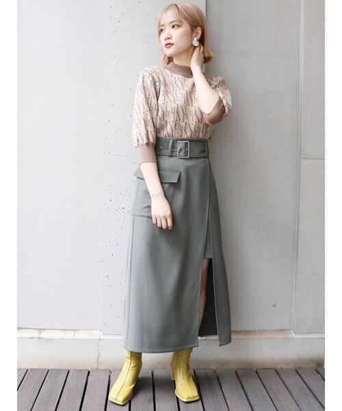 MURUA ワイドベルトラップスカート