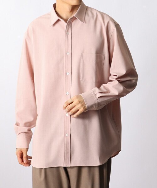 THE SHOP TK ウールライクシャンブレーレギュラーカラーシャツ
