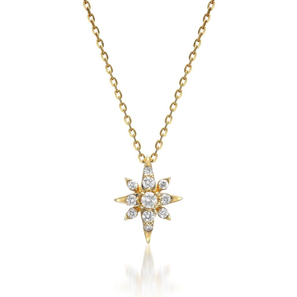 STAR JEWELRY K18 ネックレス DIAMOND CROSSING STAR NECKLACE
