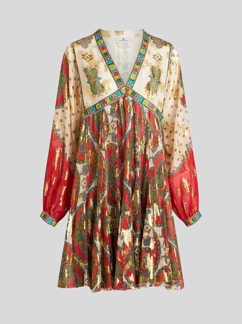 ETRO フローラルペイズリープリント シルク ワンピースドレス