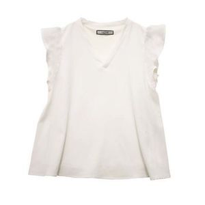 LADYMADE Frill Sleeve V Necked Blouse